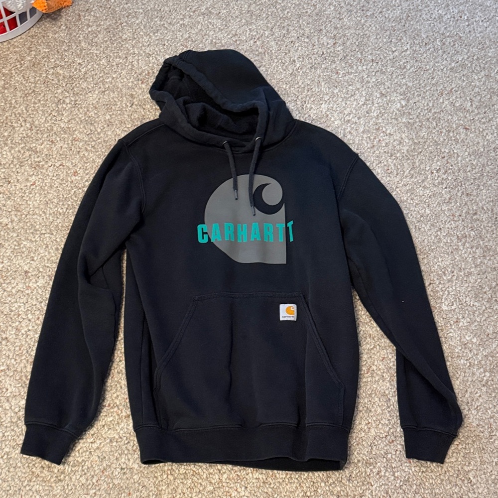 Carhartt Black Hoodie with Green Logo